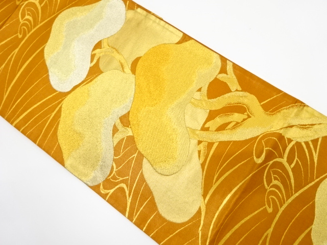 JAPANESE KIMONO / ANTIQUE FUKURO OBI / SILK / WOVEN WAVE